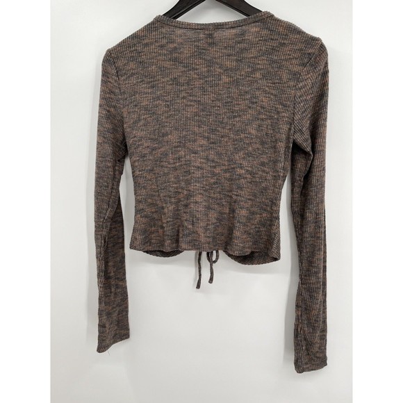 NWT Wild fable Women's Blouse‎ Cozy Knit Long Sleeve Front Lace-Up Brown Size M - Picture 7 of 10